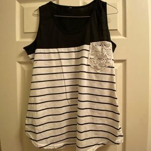 Tank with Crochet Pocket